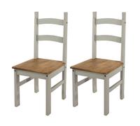 Core Products Pair of Corona Solid Pine Chairs - Mexican Design Dining Seating in Grey | Size: 2 Pack Core Products Grey 2 Pack