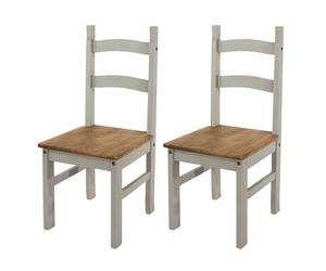Core Products Pair of Corona Solid Pine Chairs - Mexican Design Dining Seating in Grey | Size: 2 Pack Core Products Grey 2 Pack