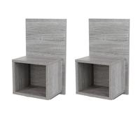 Core Products Pair of Kelly Wall Hanging Open Compact Bedside Tables in Grey Core Products Grey