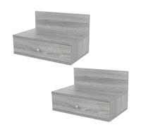 Core Products Kelly Single Drawer Grey Oak Effect Wall-Mounted Open Bedside Table Set of 2 - Wilko