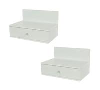 Core Products Pair of Kelly Hanging Bedside Cabinets, One-Drawer Storage - White