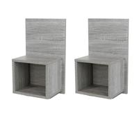 Core Products Pair of Kelly Hanging Bedside Tables, Compact with Storage - Grey Oak Effect