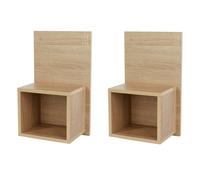 Core Products Kelly Single Shelf Oak Effect Wall-Mounted Open Bedside Table Set of 2 - Oak & Black - Wilko