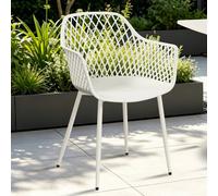 Core Products Pair Of Lattice Garden Bistro Arm Chairs, White