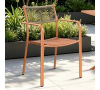 Core Products Pair Of Rope Back Effect Garden Bistro Metal Arm Chairs, Terracotta
