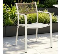 Core Products Pair Of Rope Back Effect Garden Bistro Metal Arm Chairs, White