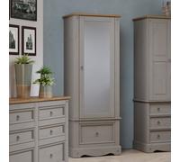 Core Products Premium Corona Grey, Armoire With Mirrored Door & Drawer H187.7Cm X W66.0Cm X D55.5Cm