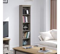 Core Products Premium Corona Grey Tall Narrow Bookcase, Grey Wax & Antique Wax Top H176.0Cm X W46.0Cm X D20.0Cm