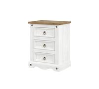 Sierra Grey Pine 3 Drawer Bedside Cabinet