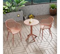 Core Products Rimini 3 Piece Lattice Bistro Table & 2 Armchair Set, Outdoor Grade, Terracotta