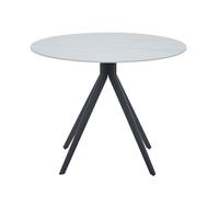 Core Products Round Table, Light Oak Effect Top With Black Pedestal Leg - H75cm x W100cm x D100cm in White | Size: 100 cm x 100 cm Core Products White 100 cm x 100 cm