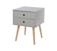 Options Scandia, 2 Drawer & Wood Legs Bedside Cabinet Core Products Grey One Size