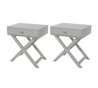 Core Products Set Of 2 Options X Legs 1 Drawer Bedside Cabinets, Grey Finish, Metal Handle