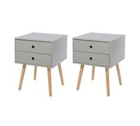 Core Products Set Of 2 - Scandia 2 Drawer Bedside Cabinets With Painted Finish, Tapered Legs, Modern Bedroom Furniture