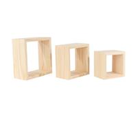 Core Products Set of 3 Floating Wall Cube Shelves - Solid Pine, Natural Sanded Finish in Light Oak Core Products Light Oak