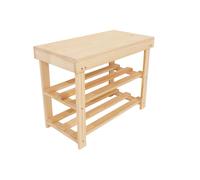 Core Products Solid Pine Shoe Bench with Slatted Shelves - Hallway, Bedroom, or Utility Storage in Light Brown Core Products Light Brown