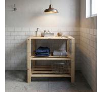 Core Products Solid Pine Pre Sanded 3 Shelf Heavy Duty Slatted Storage Unit With Work Top