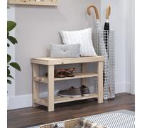Core Products Solid Pine Shoe Bench With Slatted Shelves - Hallway, Bedroom, Or Utility Storage