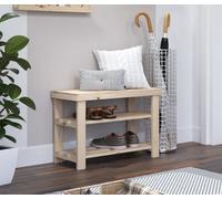 Core Products Solid Pine Shoe Bench with Slatted Shelves - Hallway, Bedroom, or Utility Storage in Light Brown Core Products Light Brown