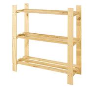 Core Products Spacious 3-Shelf Utility Rack Standing Unit | Solid Pine Wood Construction & Slatted Shelf Panels | Paintable & Stainable, DIY Friendly | Compact Storage for Garage, Hallway, Bedroom