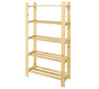 Core Products Spacious 5-Shelf Utility Rack Standing Unit | Solid Pine Wood Construction & Slatted Shelf Panels | Paintable & Stainable, DIY Friendly | Compact Storage for Garage, Hallway, Bedroom