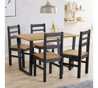 Core Products Texas Dining Table And 4 Linea Chair Dining Set, Brown