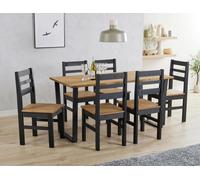 Core Products Texas Large Dining Table And 6 Linea Chair Dining Set, Brown