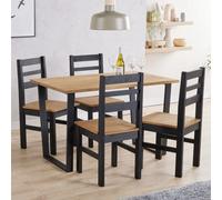 Core Products Texas Dining Table And 4 Linea Chair Dining Set, Brown