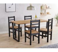 Core Products Texas Antique Waxed Pine Rectangular Dining Table with 4 Chairs - Set in Black Core Products Black