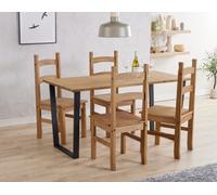 Core Products Texas Antique Waxed Pine 150Cm Rectangular Dining Table With 4 Pine Chairs