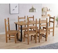 Core Products Texas Antique Waxed Pine 150Cm Rectangular Dining Table With 6 Pine Chairs