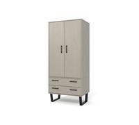 Core Products Texas 2 Door 2 Drawer Wardrobe Grey Wash Waxed Pine, Grey