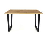 Core Products Texas Solid Wood Rectangular 118cm Dining Table With Black Metal Legs, Brown