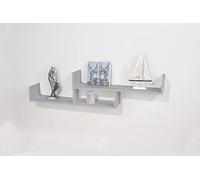 Core Products, Tweed Floating Two Tier Wall Shelf - Light Grey