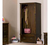 Core Products Wardrobe 2 Door, 1 Drawer, Rich Dark Brown Lacquer Finish, Boston Range H190.0Cm X W90.0Cm X D55.0Cm