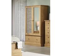Core Products Cotswold 2 Mirror Doors And 1 Drawer Wardrobe, Brown