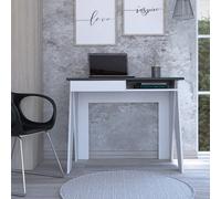Core Products Home Office Desk Dallas – with Drawer, Modern Stylised Legs – White