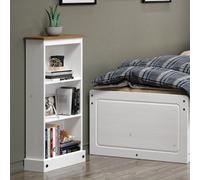 Corona White Low Narrow Bookcase, White
