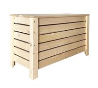 Core Products Wide Slatted Storage Crate Box with Lid, Home Storage, Natural Pine, Clear