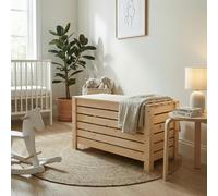 Core Products Wide Slatted Storage Box with Lid, Pre-Sanded Pine