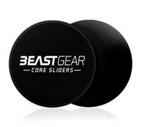 Core Sliders by Beast Gear - Double Sided Gliding Abdominal Exercise Discs for Carpet and Hard Floors (Black)