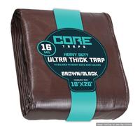 Core Tarp - Tarpaulin Waterproof Heavy Duty(265 g/m²|10′ X 20′ | 3m X 6.1m|Brown/Black-16 Mil) UV Resistant, Tear Proof, Protective Poly Tarpaulin with Reinforced Edges for Multi-purpose usage