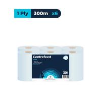 CoreClean Blue 1 Ply Centrefeed Roll 300m (1 x 6)