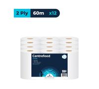 CoreClean White 2 Ply Mini Centrefeed Roll 60m (1 x 12)