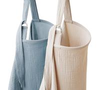 Coreeky 2 Pack Muslin Nursing Cover for Breastfeeding, Soft & Breathable 100% Cotton Breastfeeding Cover up with Adjustable Neck Strap, Multi-use Nursing Apron & Baby Carseat Canopy (Blue)