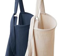 Coreeky 2 Pack Muslin Nursing Cover for Breastfeeding, Soft & Breathable 100% Cotton Breastfeeding Cover up with Adjustable Neck Strap, Multi-use Nursing Apron & Baby Carseat Canopy (Navy)