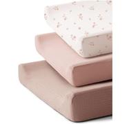 Coreeky 3 Pack Muslin Changing Pad Covers for Girl, Boy, 100% Soft Cotton Changing Table Cover, Breathable Baby Nursery Diaper Change Pad Fitted Sheets (Daisy Petal)