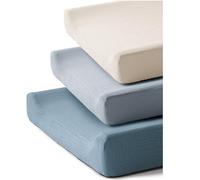 Coreeky Muslin Changing Mats for Girls and Boys 100% Soft Cotton Changing Table Cover Breathable for Kids Room (Blue, 3 Pack)