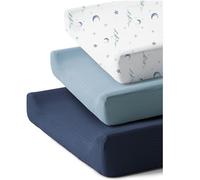 Coreeky Muslin Cotton Changing Mat Covers for Girls Boys 100% Soft Changing Table Cover Breathable Baby Nursery Nappy Changing Mat Pad (Dark Blue)