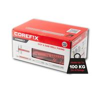Corefix 100mm Heavy Duty Dot & Dab Wall Fixings - Plasterboard Over Blockwork Wall Plugs & Screws - For TVs, Radiators, Shelving & more - Holds 100kg on 4 fixtures - Reinforced Steel Core - Box of 24